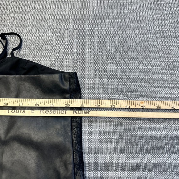 New Express Faux Leather Cami Bustier XL Black Lace Gothic Romantic Indie Sleeze - Picture 6 of 8